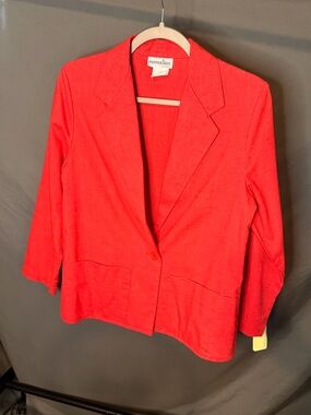 Women's Red Single-Button Blazer